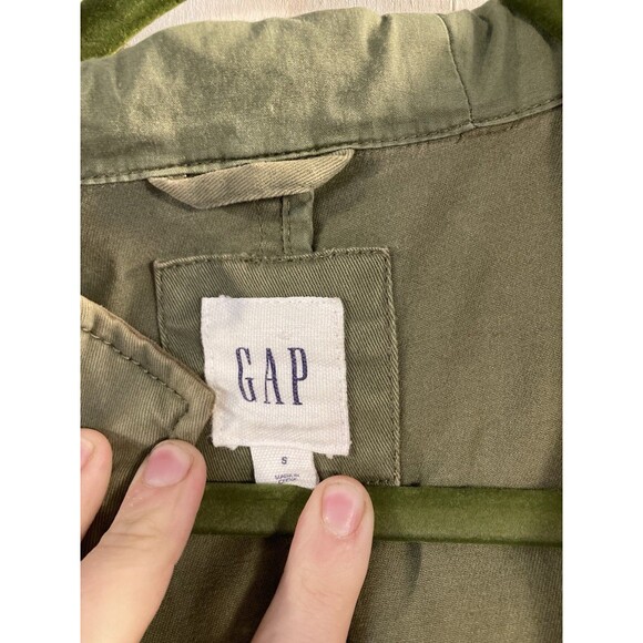 GAP Oversized Fall Jacket 2 In 1 Parka Hood Canvas Twill Sz S Utility Army Green - Picture 2 of 10